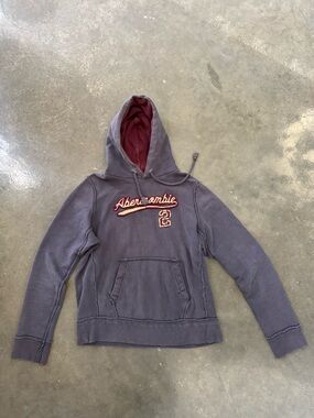 Abercrombie & Fitch Navy Hoodie with Maroon Hood Lining
